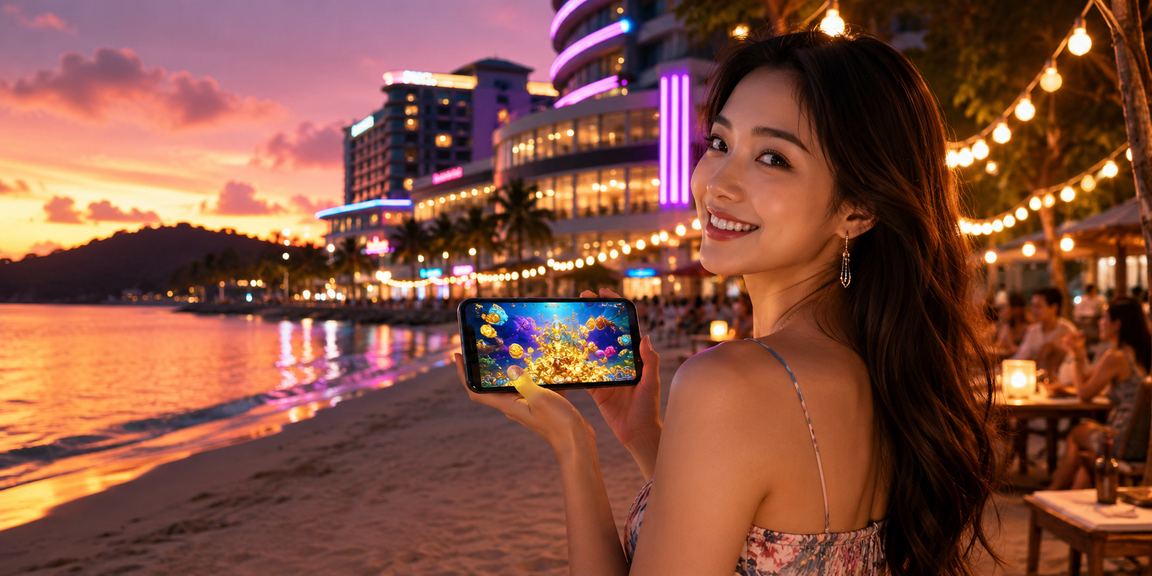 Pengguna Penang bermain permainan pancing dalam aplikasi mudah alih 47100 pada telefon Android